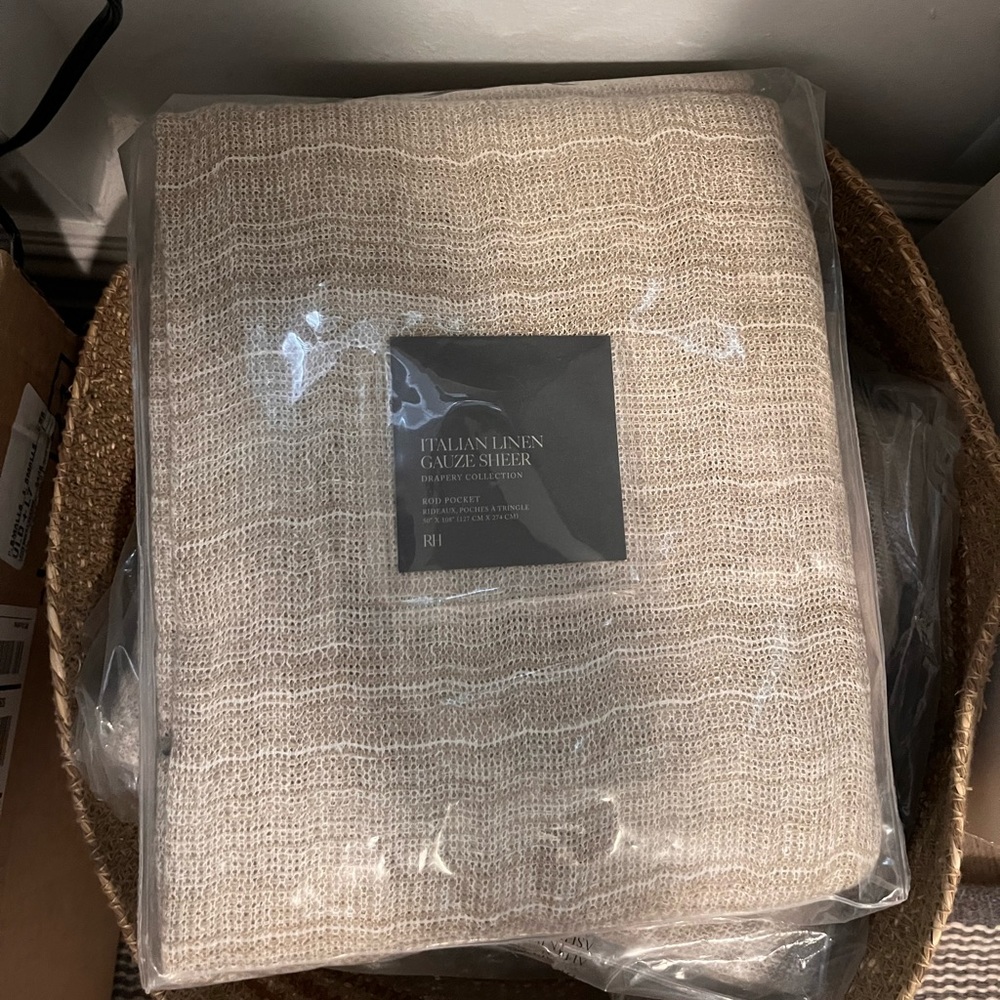 X1 Restoration Hardware Italian linen gauze curtain panels. Sz 50X108